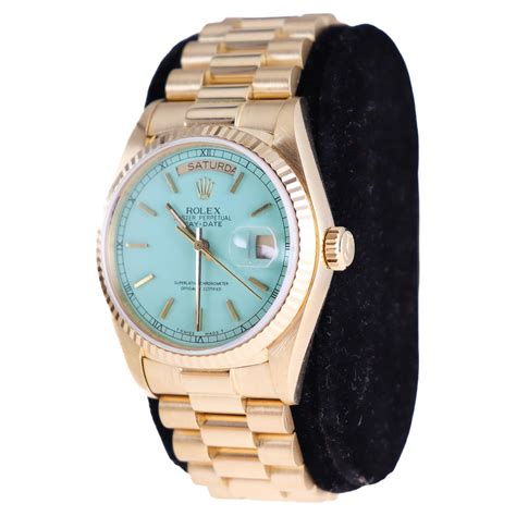 rolex blue dial gold|Rolex with tiffany blue dial.